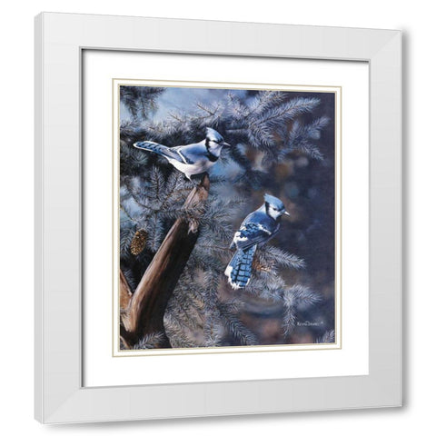 A Touch of Blue White Modern Wood Framed Art Print with Double Matting by Daniel, Kevin