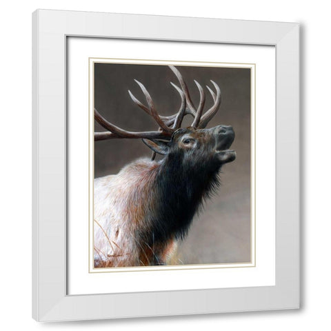American Icon - Elk White Modern Wood Framed Art Print with Double Matting by Daniel, Kevin