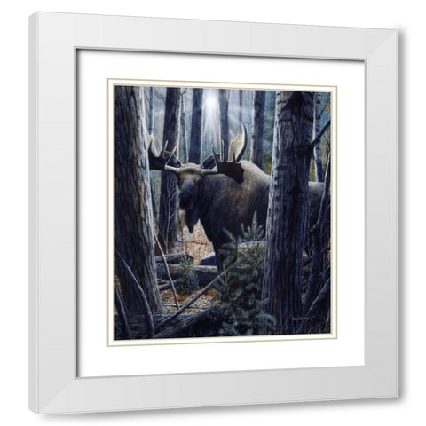 King of the Northwoods White Modern Wood Framed Art Print with Double Matting by Daniel, Kevin