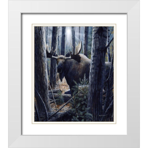 King of the Northwoods White Modern Wood Framed Art Print with Double Matting by Daniel, Kevin