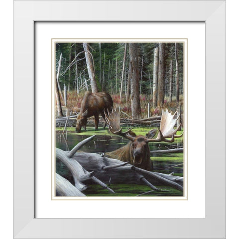 At Rivers Edge I White Modern Wood Framed Art Print with Double Matting by Daniel, Kevin