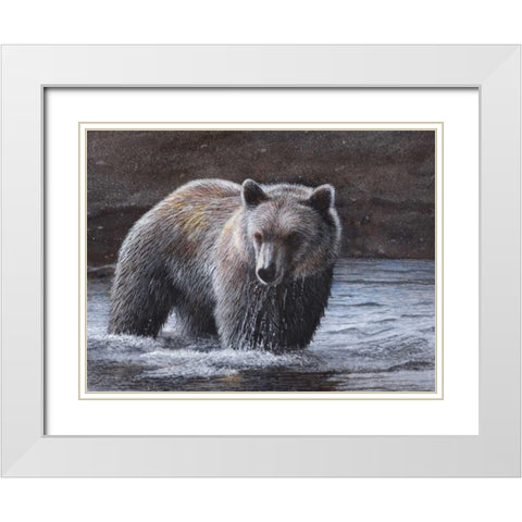 Lone Wader White Modern Wood Framed Art Print with Double Matting by Daniel, Kevin