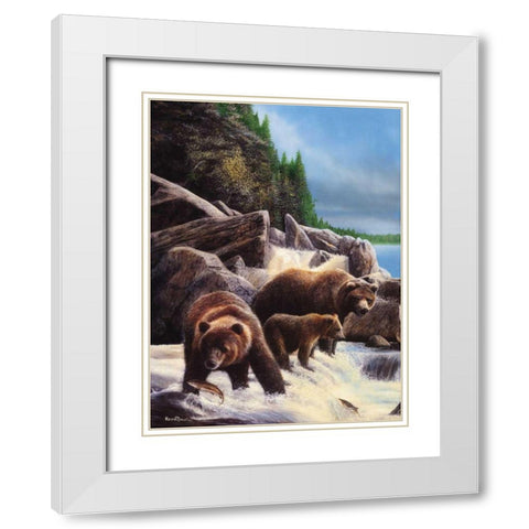 Grizzlies by Falls White Modern Wood Framed Art Print with Double Matting by Daniel, Kevin