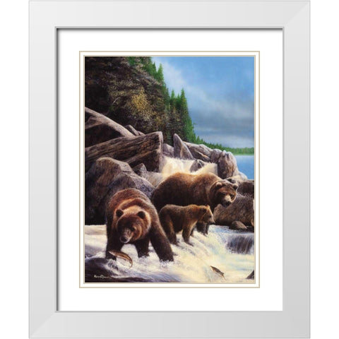 Grizzlies by Falls White Modern Wood Framed Art Print with Double Matting by Daniel, Kevin