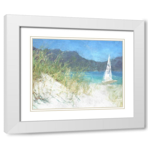 Yacht Waiting White Modern Wood Framed Art Print with Double Matting by Bay, Noah