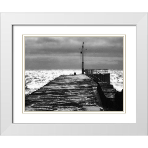 Stone Pier White Modern Wood Framed Art Print with Double Matting by Bay, Noah