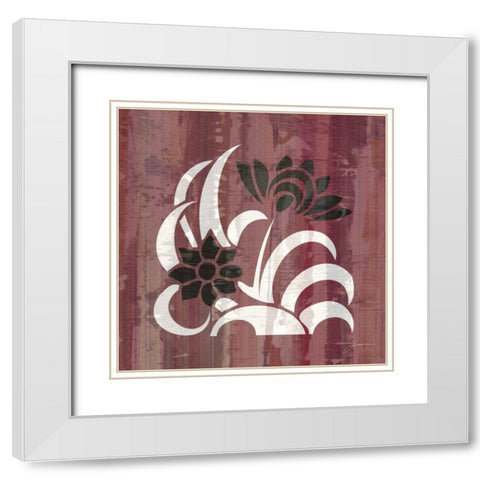 Glyphic Tiles I White Modern Wood Framed Art Print with Double Matting by Burghardt, James