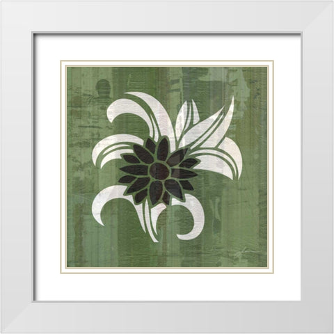 Glyphic Tiles III White Modern Wood Framed Art Print with Double Matting by Burghardt, James