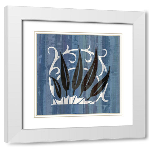 Glyphic Tiles IV White Modern Wood Framed Art Print with Double Matting by Burghardt, James