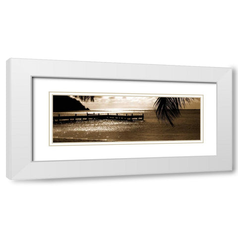 Wooden Jetty White Modern Wood Framed Art Print with Double Matting by Bay, Noah