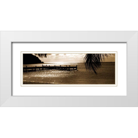 Wooden Jetty White Modern Wood Framed Art Print with Double Matting by Bay, Noah