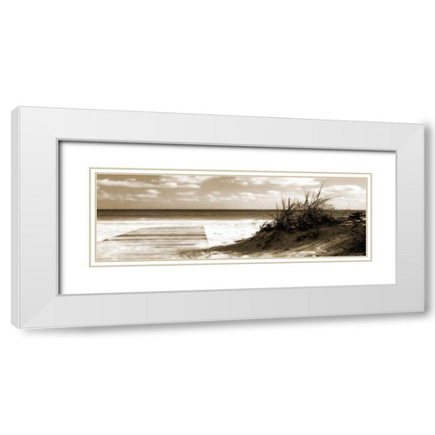 Boardwalk Shadows White Modern Wood Framed Art Print with Double Matting by Bay, Noah