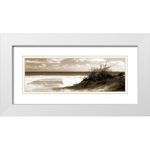 Boardwalk Shadows White Modern Wood Framed Art Print with Double Matting by Bay, Noah