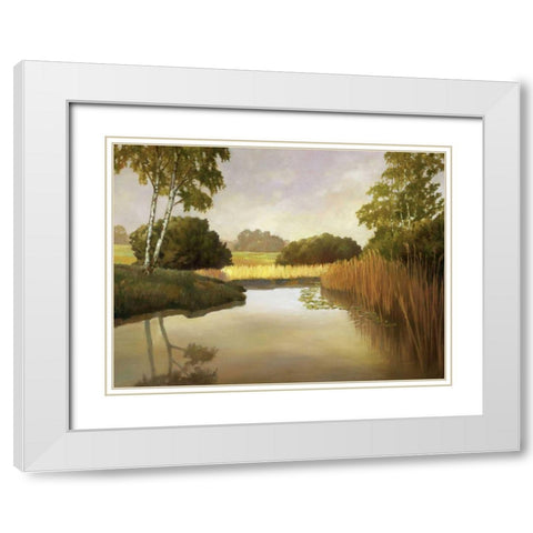 Reeds, Birches and Water I White Modern Wood Framed Art Print with Double Matting by Reynolds, Graham
