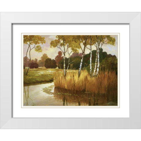 Reeds, Birches and Water II White Modern Wood Framed Art Print with Double Matting by Reynolds, Graham