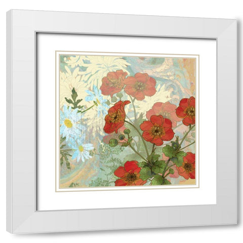 Summer Poppies II White Modern Wood Framed Art Print with Double Matting by Collier-Morales, R.