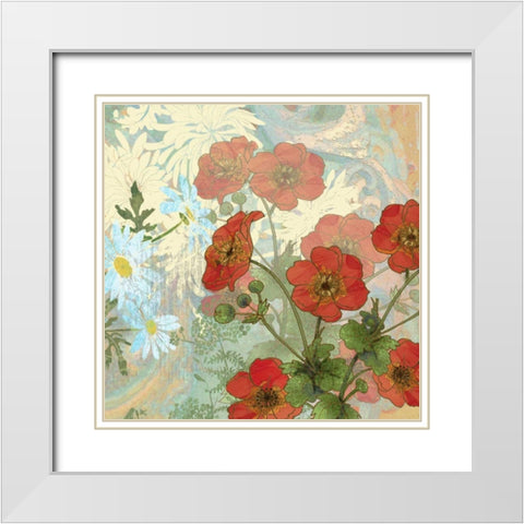 Summer Poppies II White Modern Wood Framed Art Print with Double Matting by Collier-Morales, R.