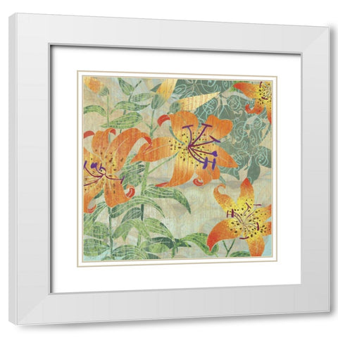 Tiger Lilies II White Modern Wood Framed Art Print with Double Matting by Collier-Morales, R.
