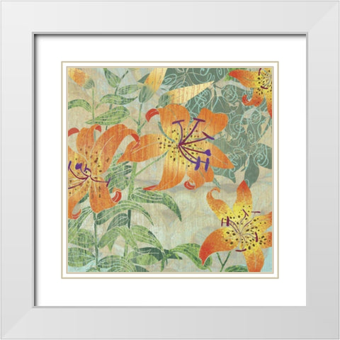 Tiger Lilies II White Modern Wood Framed Art Print with Double Matting by Collier-Morales, R.