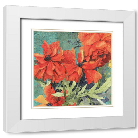 Poppy Play I White Modern Wood Framed Art Print with Double Matting by Collier-Morales, R.