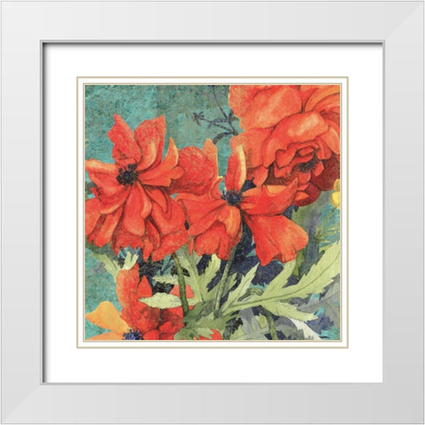 Poppy Play I White Modern Wood Framed Art Print with Double Matting by Collier-Morales, R.