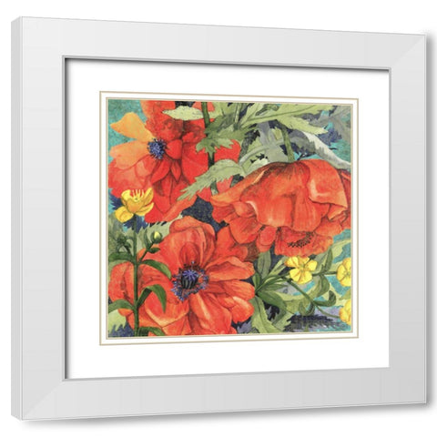 Poppy Play II White Modern Wood Framed Art Print with Double Matting by Collier-Morales, R.