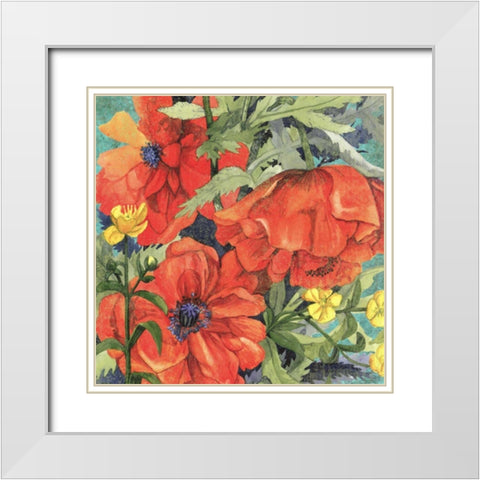 Poppy Play II White Modern Wood Framed Art Print with Double Matting by Collier-Morales, R.