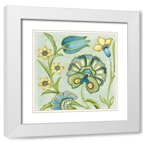 Decorative Golden Bloom II White Modern Wood Framed Art Print with Double Matting by Wright, Sydney