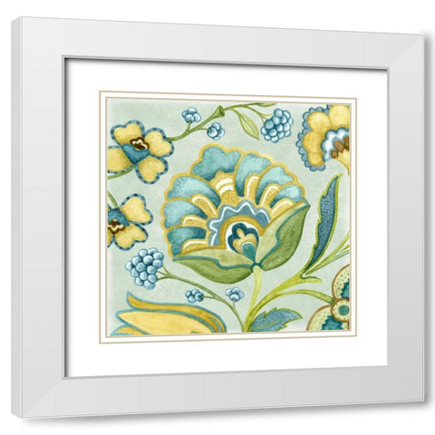 Decorative Golden Bloom III White Modern Wood Framed Art Print with Double Matting by Wright, Sydney