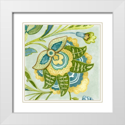 Decorative Golden Bloom IV White Modern Wood Framed Art Print with Double Matting by Wright, Sydney