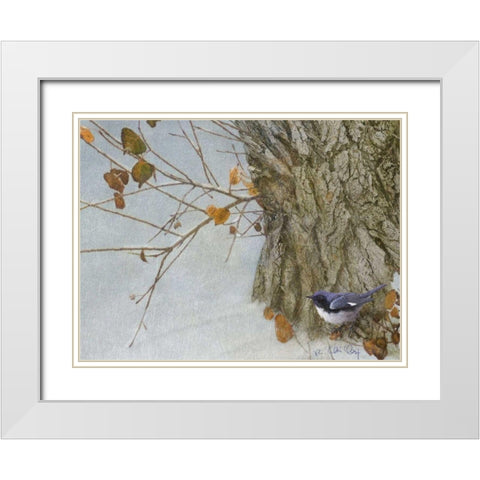 Late Snow Warbler White Modern Wood Framed Art Print with Double Matting by Vest, Chris