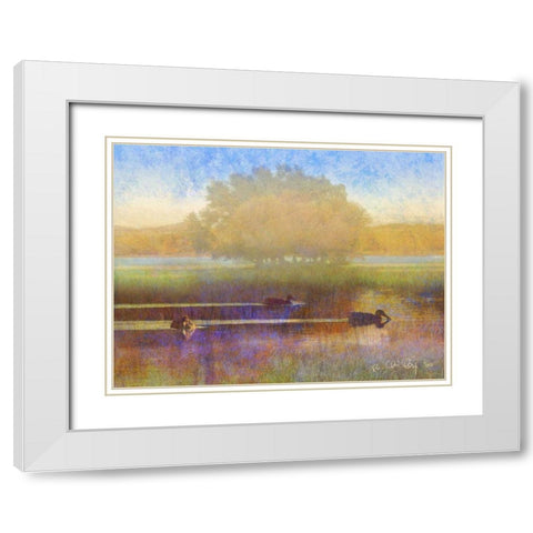 Ducks in Soft Mist White Modern Wood Framed Art Print with Double Matting by Vest, Chris