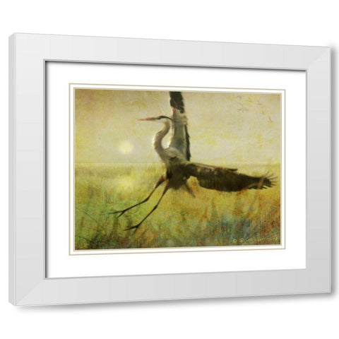 Foggy Heron II White Modern Wood Framed Art Print with Double Matting by Vest, Chris