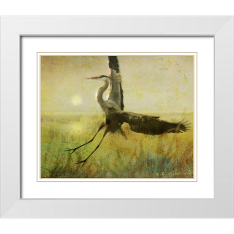Foggy Heron II White Modern Wood Framed Art Print with Double Matting by Vest, Chris