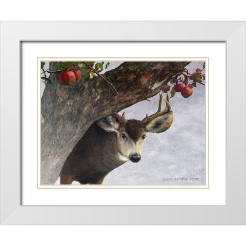 Apple Deer White Modern Wood Framed Art Print with Double Matting by Vest, Chris