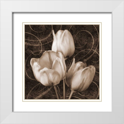 Tulip and Swirls II White Modern Wood Framed Art Print with Double Matting by Zalewski, Christine