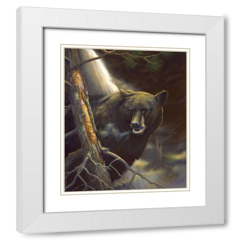 Bear Portrait White Modern Wood Framed Art Print with Double Matting by Stans, Leo