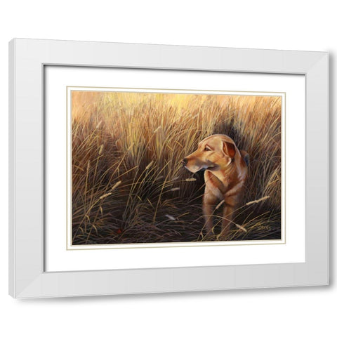 Golden Grass White Modern Wood Framed Art Print with Double Matting by Stans, Leo