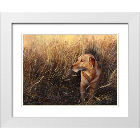 Golden Grass White Modern Wood Framed Art Print with Double Matting by Stans, Leo