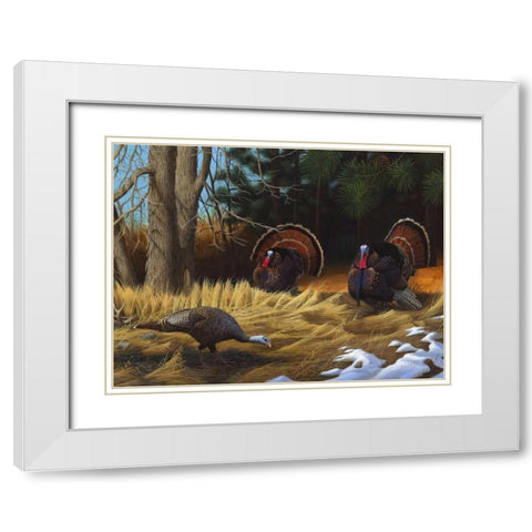 Turkies White Modern Wood Framed Art Print with Double Matting by Stans, Leo