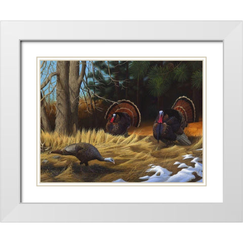 Turkies White Modern Wood Framed Art Print with Double Matting by Stans, Leo