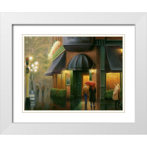 Rainy Day Pub White Modern Wood Framed Art Print with Double Matting by Stans, Leo