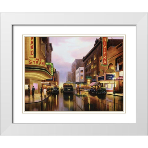 Old City Lights White Modern Wood Framed Art Print with Double Matting by Stans, Leo