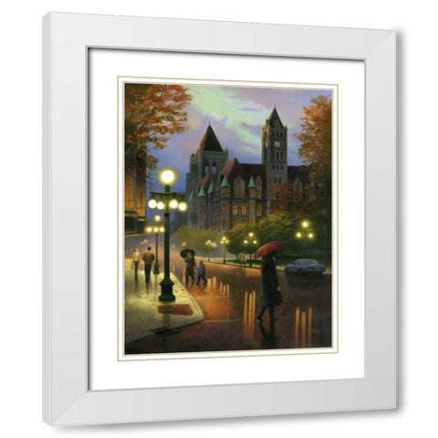 Rainy Twilight White Modern Wood Framed Art Print with Double Matting by Stans, Leo