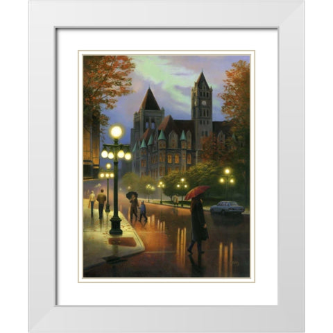 Rainy Twilight White Modern Wood Framed Art Print with Double Matting by Stans, Leo