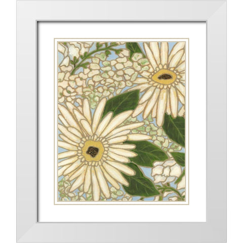 White Flower Spray I White Modern Wood Framed Art Print with Double Matting by Deans, Karen