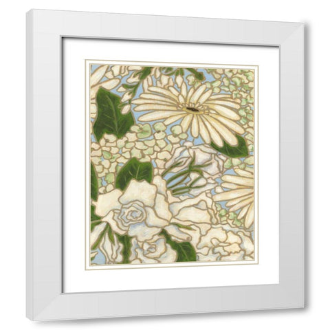 White Flower Spray II White Modern Wood Framed Art Print with Double Matting by Deans, Karen