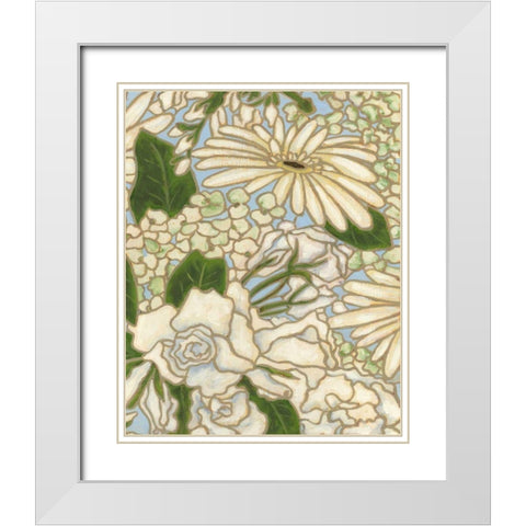 White Flower Spray II White Modern Wood Framed Art Print with Double Matting by Deans, Karen