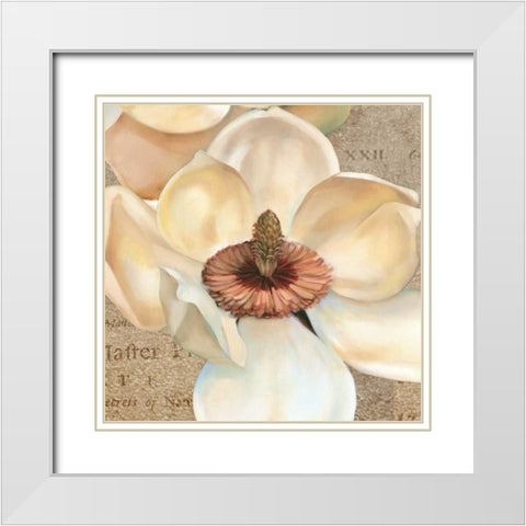 Magnolia Masterpiece I White Modern Wood Framed Art Print with Double Matting by Montillio, Louise