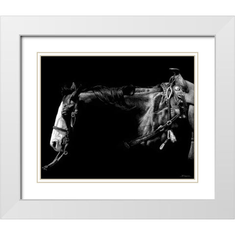 Baldfaced Bulldogger White Modern Wood Framed Art Print with Double Matting by Chapman, Julie T.